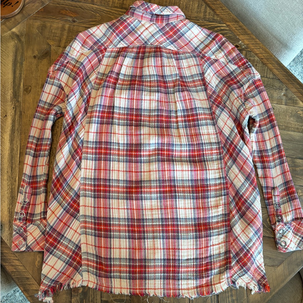 Free People Juniper Ridge Plaid Herringbone button down shirt - Picture 3 of 7